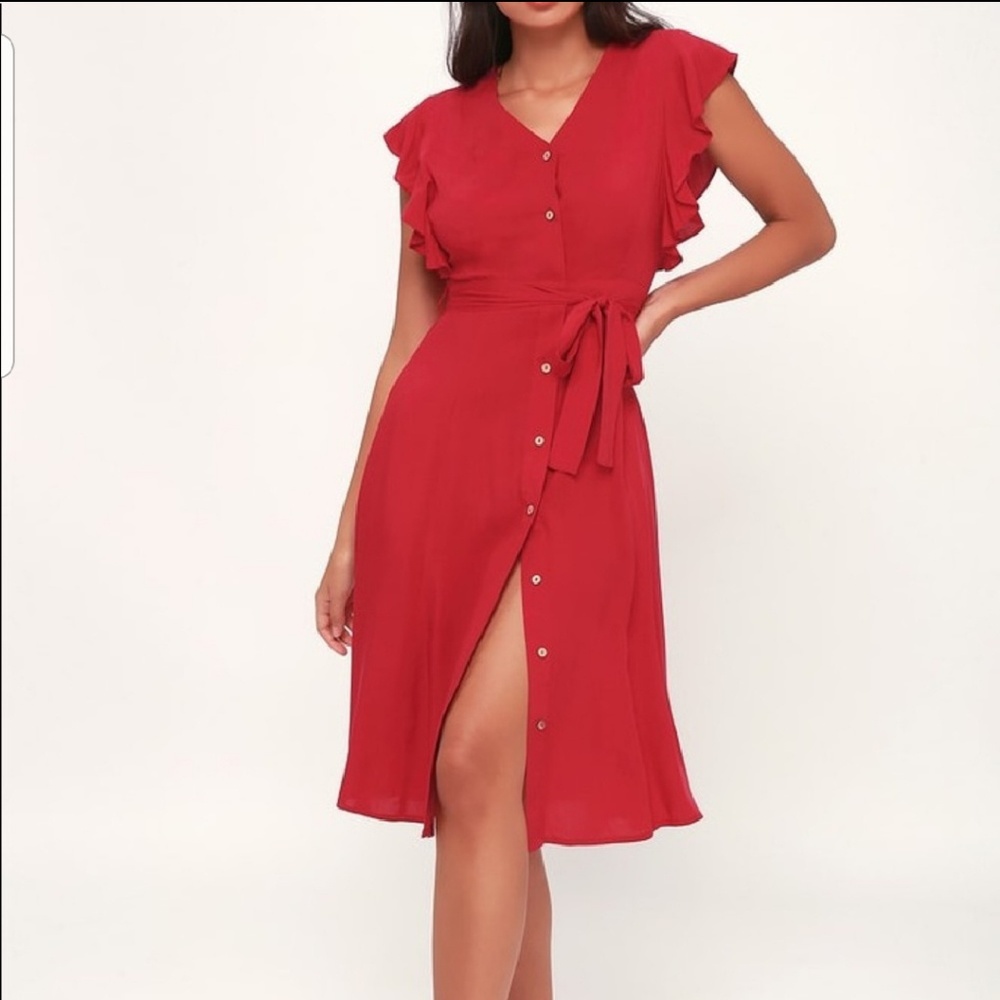NWT Lulu's red midi dress.